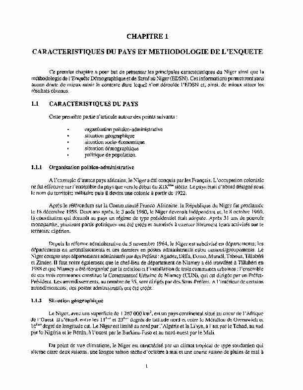 [PDF] Niger Chapitre 1 - The DHS Program