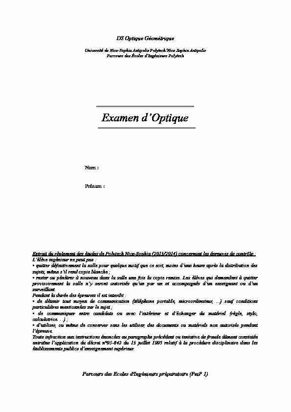[PDF] Examen dOptique