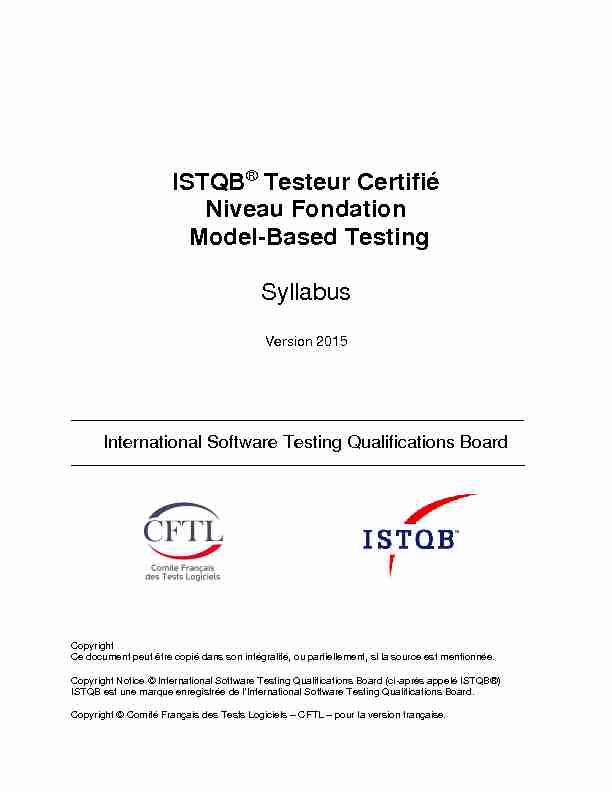 [PDF] ISTQB® Testeur Certifié Niveau Fondation Model-Based  - CFTL