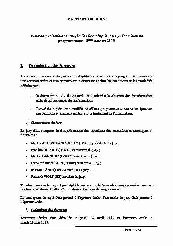 [PDF] RAPPORT DE JURY Examen professionnel de  - Economiegouvfr