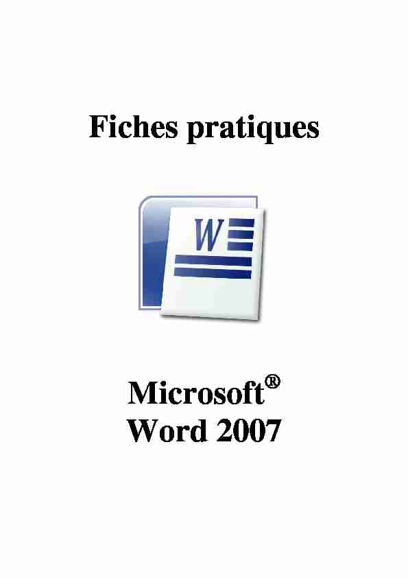 [PDF] Fiches pratiques Word 2007 - Formettic