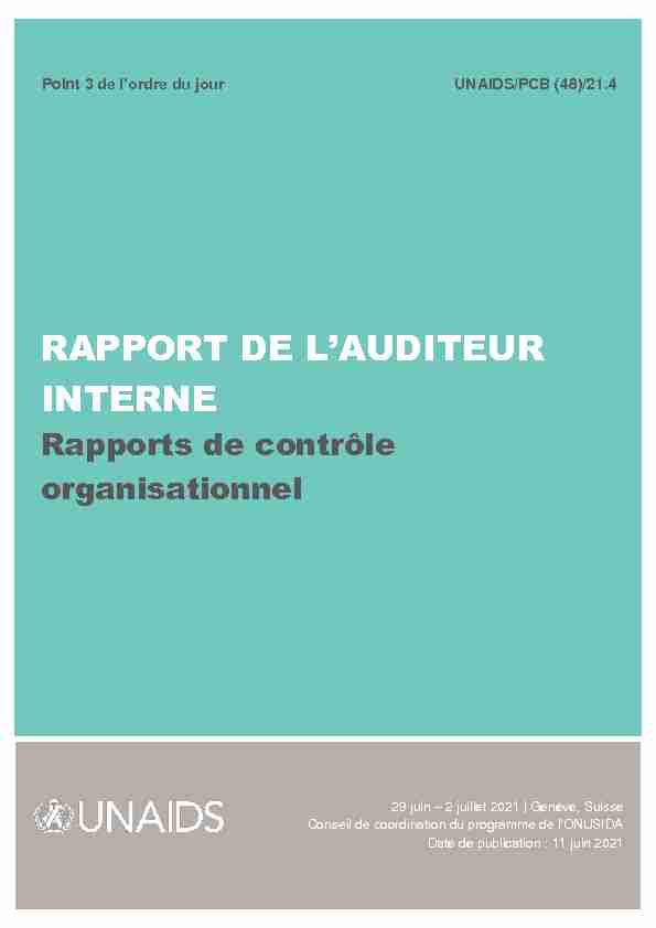 RAPPORT DE LAUDITEUR INTERNE