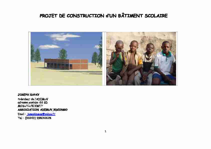 PROJET DE CONSTRUCTION dUN BÂTIMENT SCOLAIRE