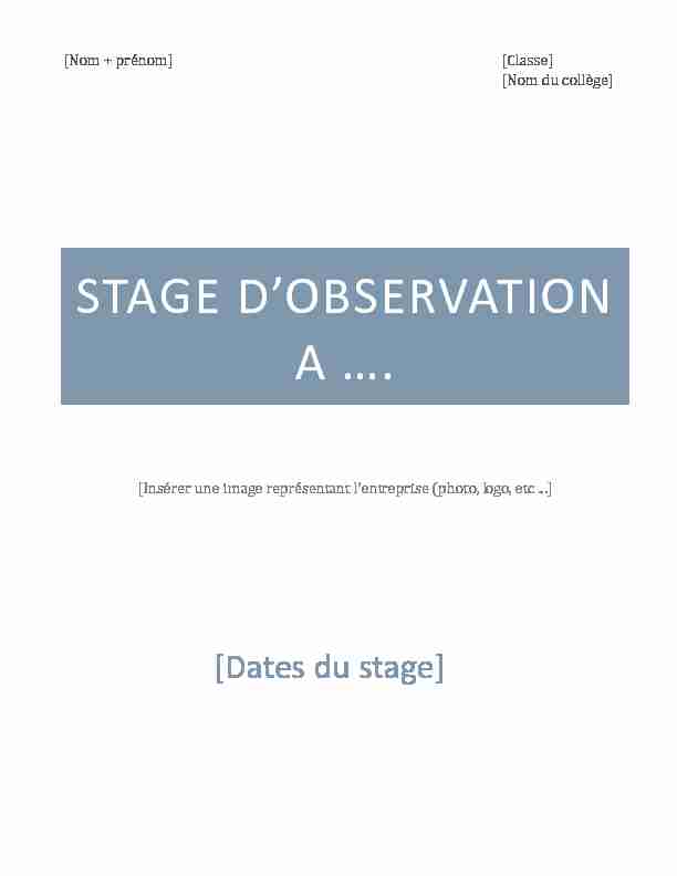 [PDF] STAGE DOBSERVATION A  - Collège François Charles