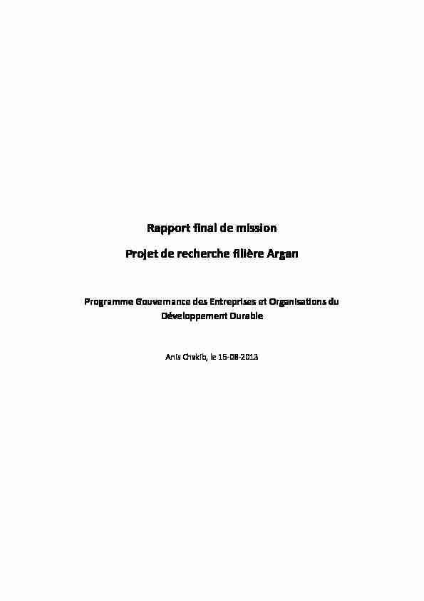 [PDF] Rapport final de mission Projet de recherche filière Argan - SalvaTerra