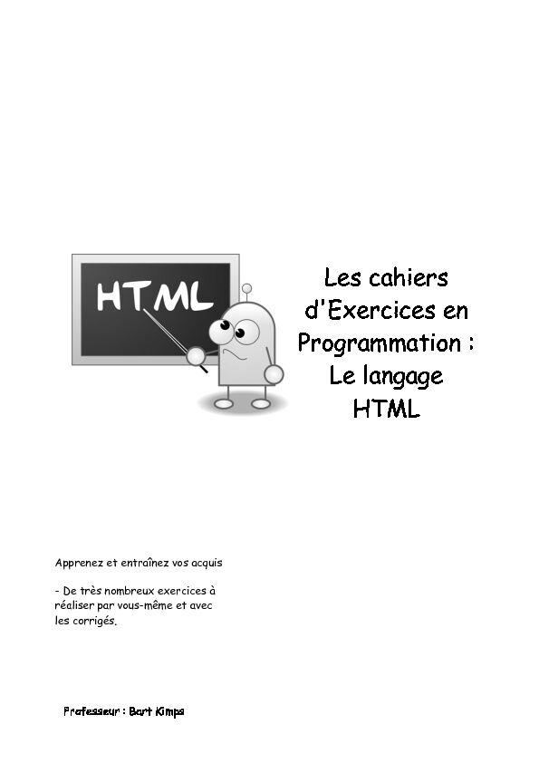 Les cahiers dExercices en Programmation : Le langage HTML
