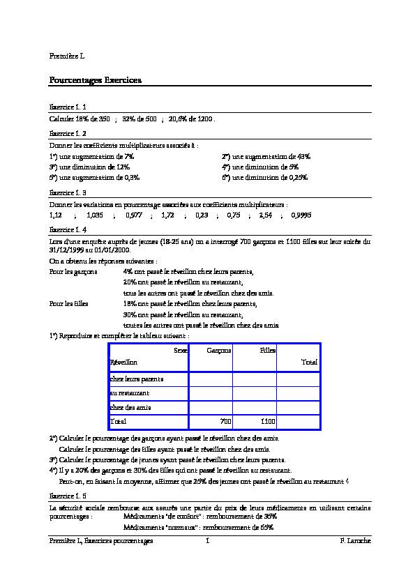[PDF] Pourcentages Exercices - lycée laroche