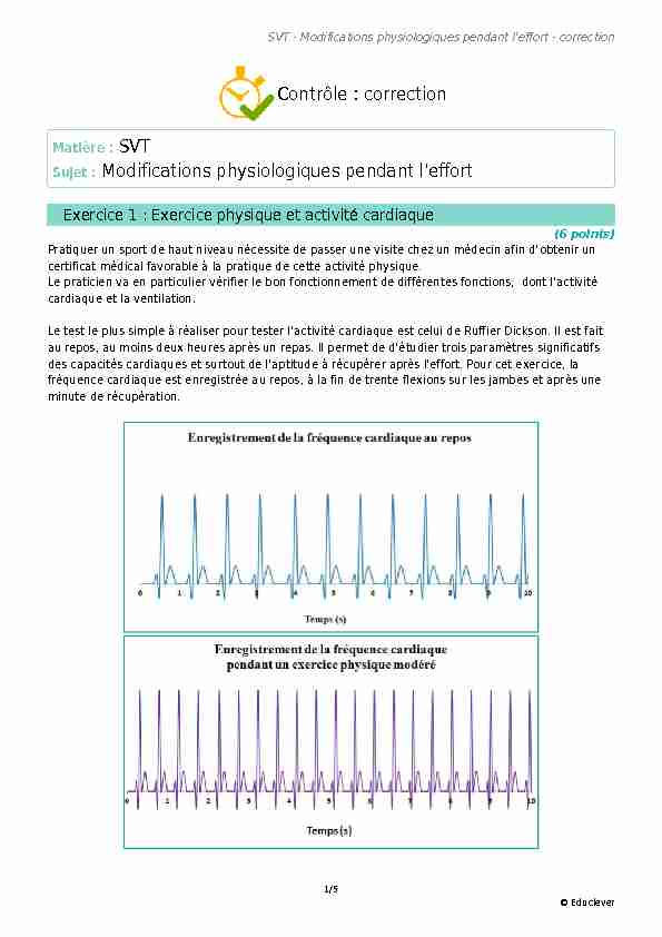[PDF] Contrôle : correction Sujet : Modifications physiologiques  - F2School