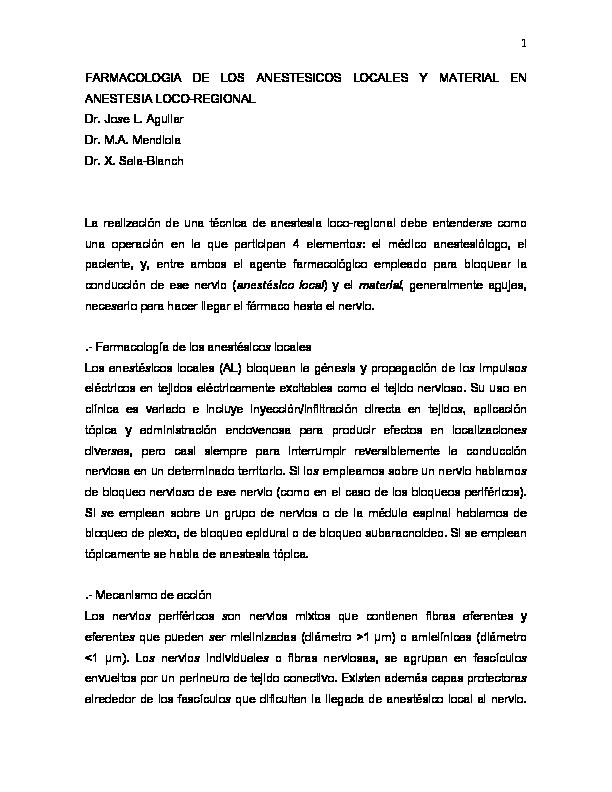[PDF] 1 FARMACOLOGIA DE LOS ANESTESICOS LOCALES Y