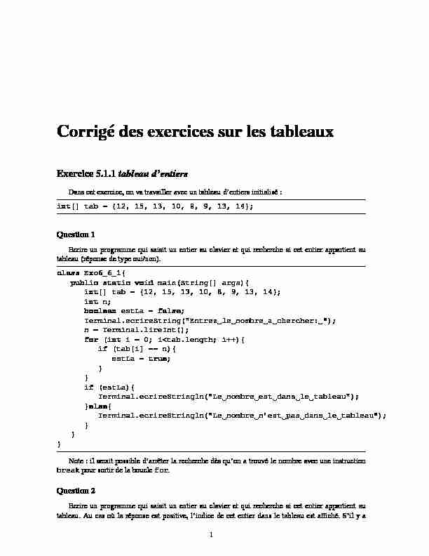 [PDF] Corrigé des exercices sur les tableaux - Cnam