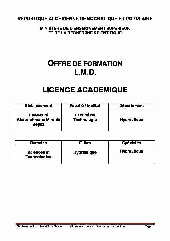 Type de Licence