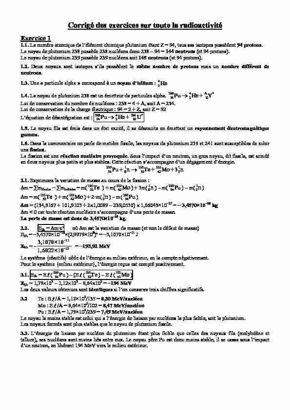 [PDF] Corrigé des exercices sur toute la radioactivité - Eklablog