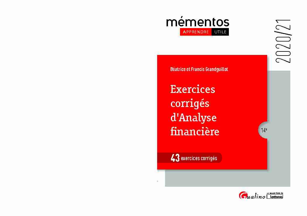 Exercices corrigés dAnalyse financière - 2020/21