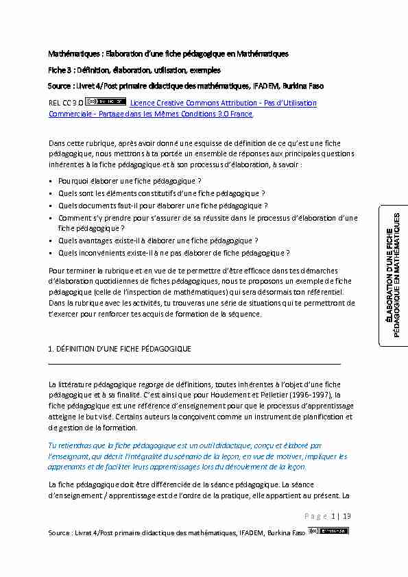 [PDF] Elaboration dune fiche pédagogique en Mathématiques Fiche 3