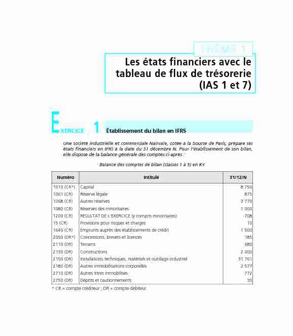 Exercices sur les normes comptables internationales IAS/ IFRS