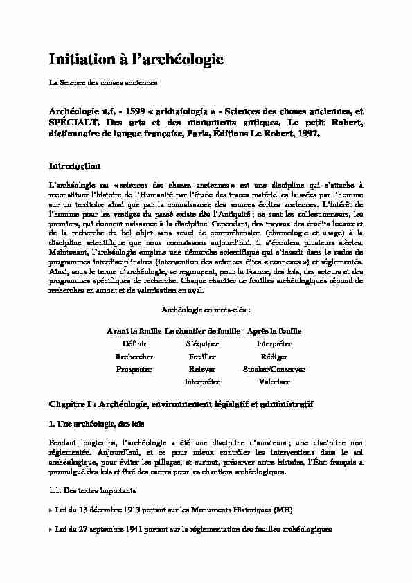 [PDF] Initiation à larchéologie