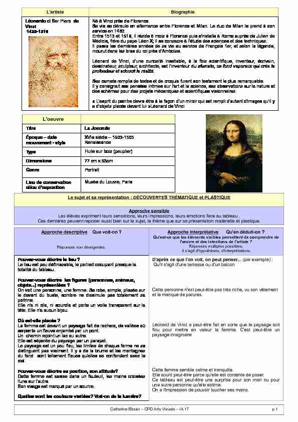 [PDF] Léonard De Vinci La Joconde