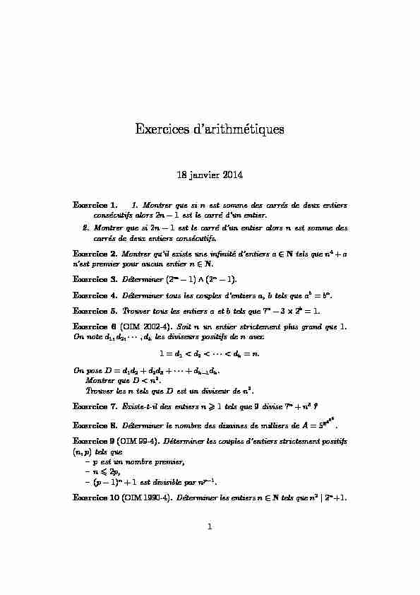 [PDF] Exercices darithmétiques - Igor Kortchemski