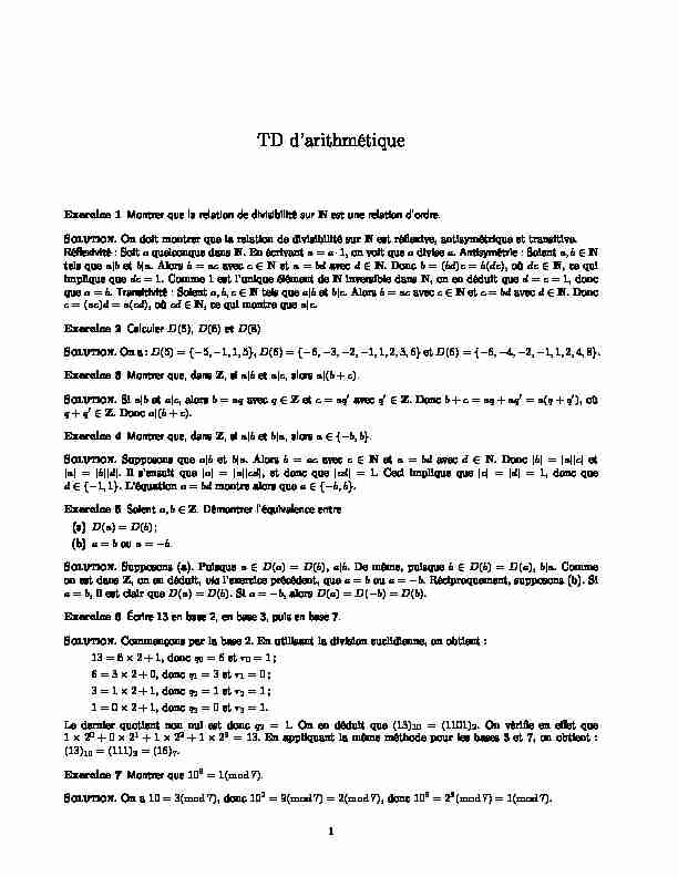 [PDF] TD darithmétique