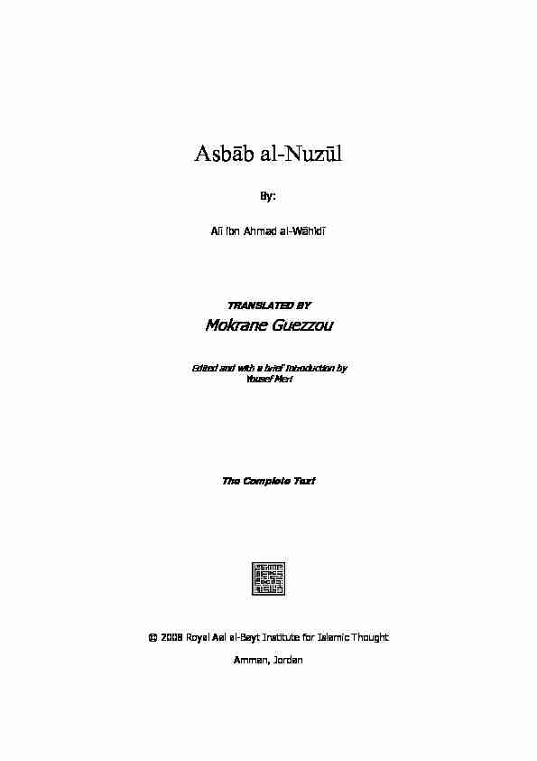 [PDF] Asbāb al-Nuzūl - Al Tafsir