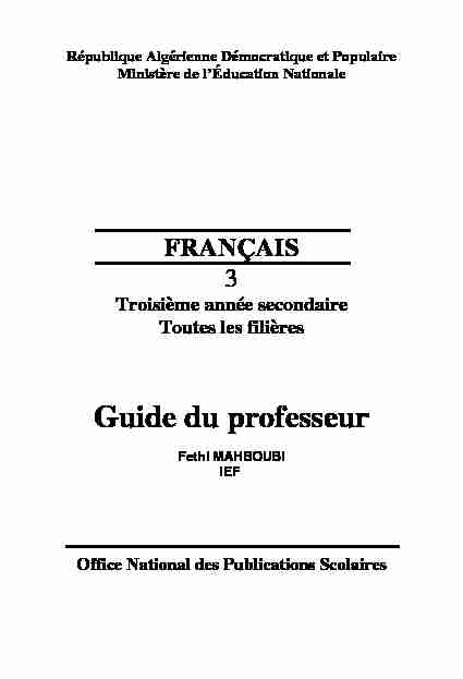 Le manuel de Franais de 3me Anne Secondaire
