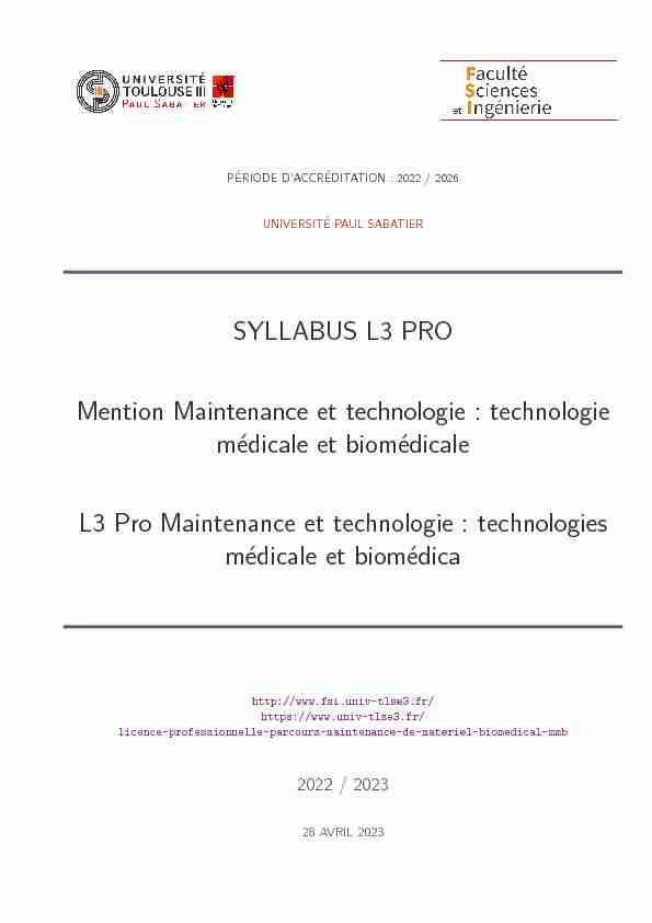 SYLLABUS L3 PRO Mention Maintenance et technologie
