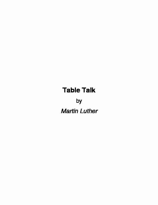 Table-Talk of Martin Luther