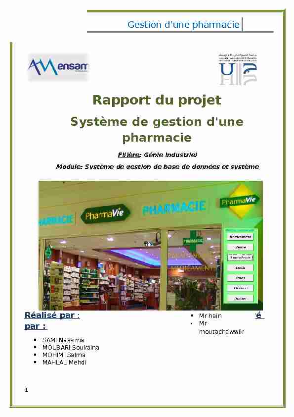 Rapport du projet - Système de gestion dune pharmacie