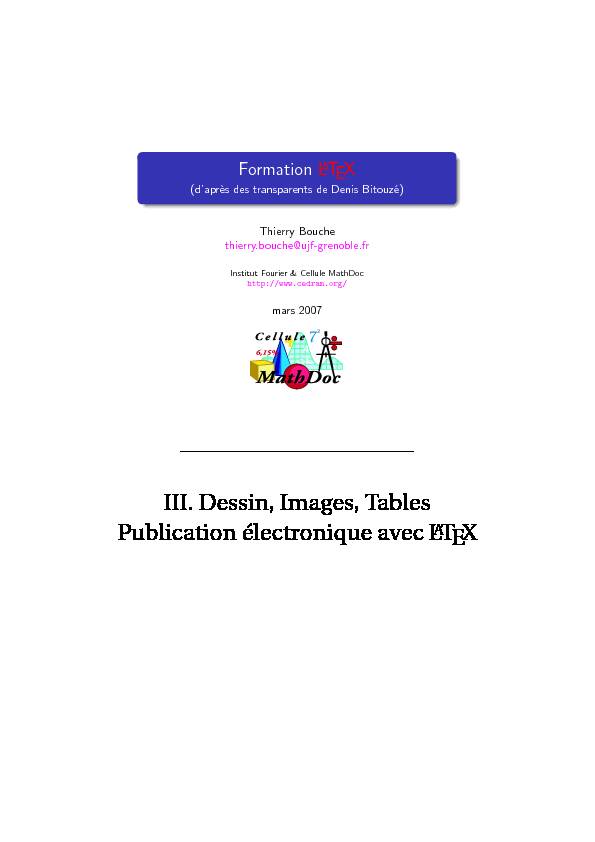 [PDF] III Dessin, Images, Tables Publication électronique  - Institut Fourier