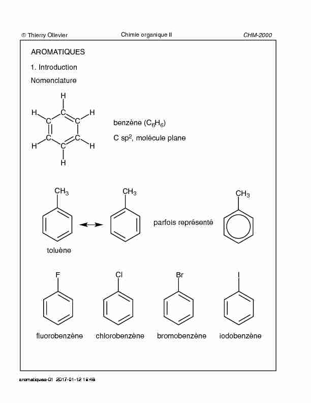 [PDF] AROMATIQUES 1 Introduction Nomenclature C C C C C C benzène