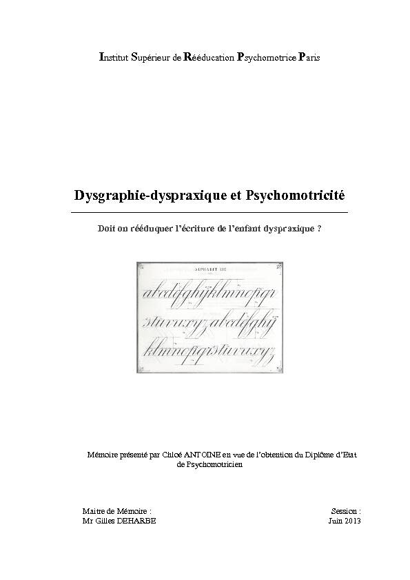 [PDF] dysgraphie-dyspraxique et psychomotricité