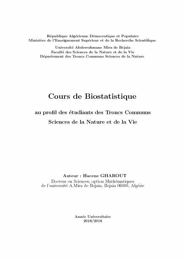 Cours de Biostatistique