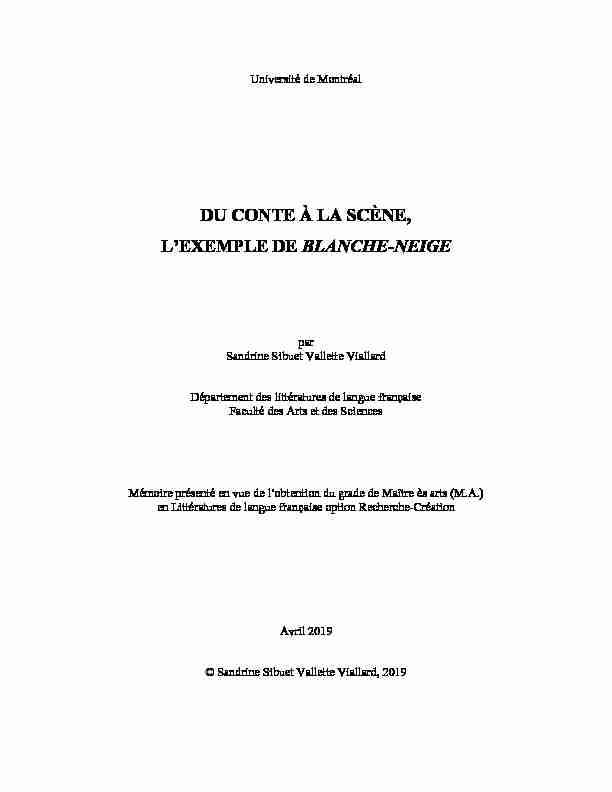 [PDF] DU CONTE À LA SCÈNE LEXEMPLE DE BLANCHE-NEIGE