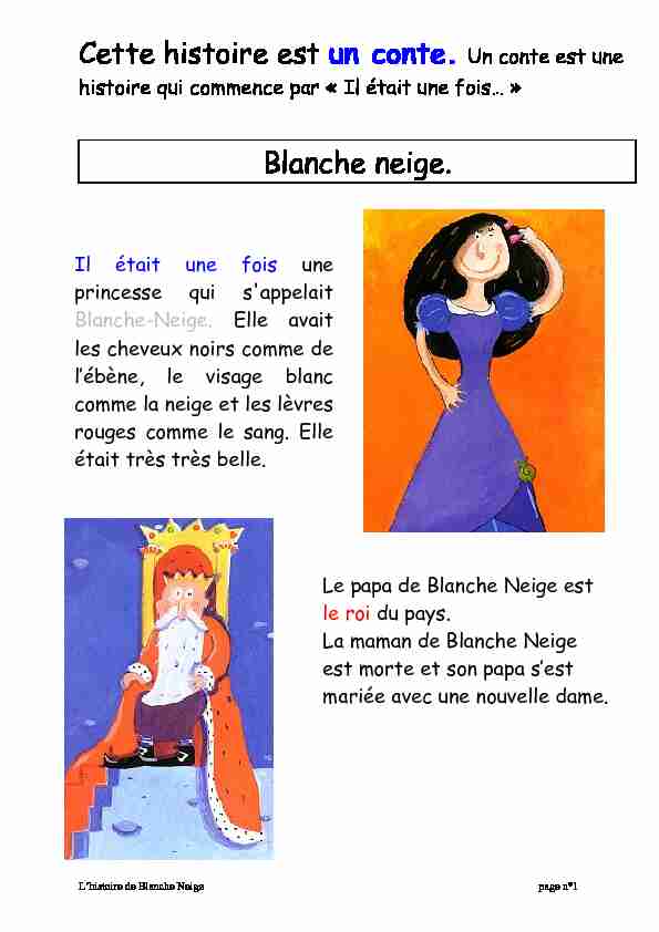[PDF] Blanche-Neige et les sept nains, le résumé - Le moulin de Marnay