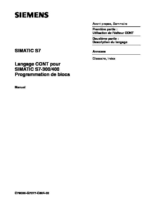Langage CONT pour SIMATIC S7-300/400