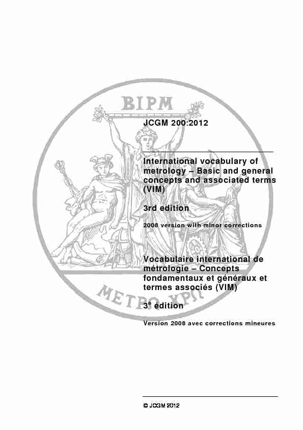JCGM 200:2012 International vocabulary of metrology - Basic and