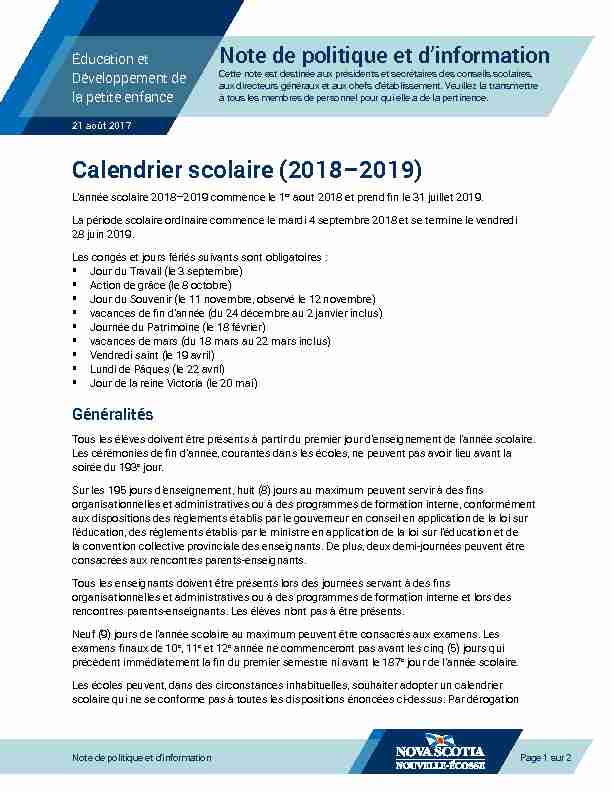 [PDF] Calendrier scolaire (2018–2019) - SSRCE -