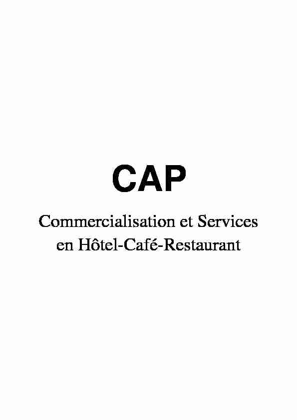 Commercialisation et Services en Hôtel-Café-Restaurant