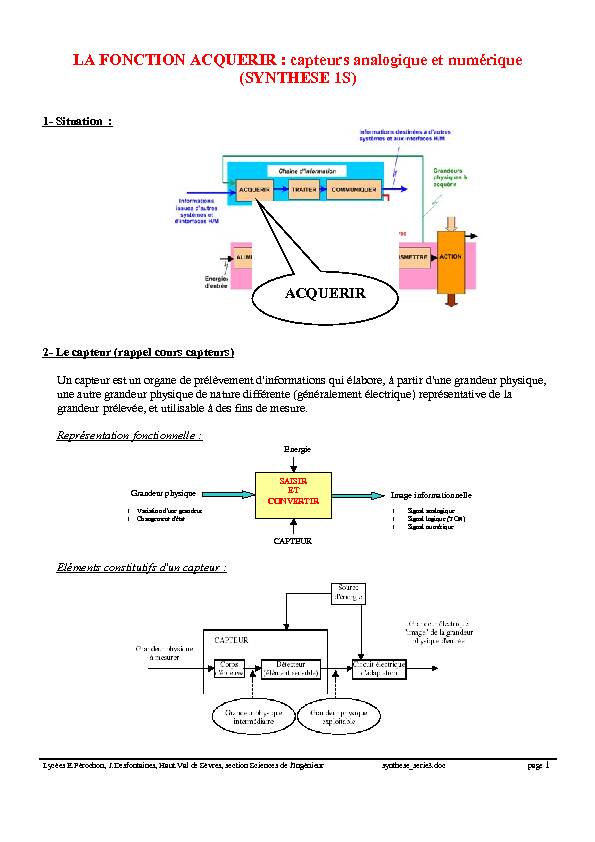 [PDF] capteurs analogique et numérique - Sciences de lIngénieur