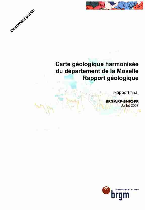 Carte géologique harmonisée du département de la Moselle