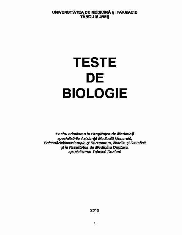 TESTE DE BIOLOGIE
