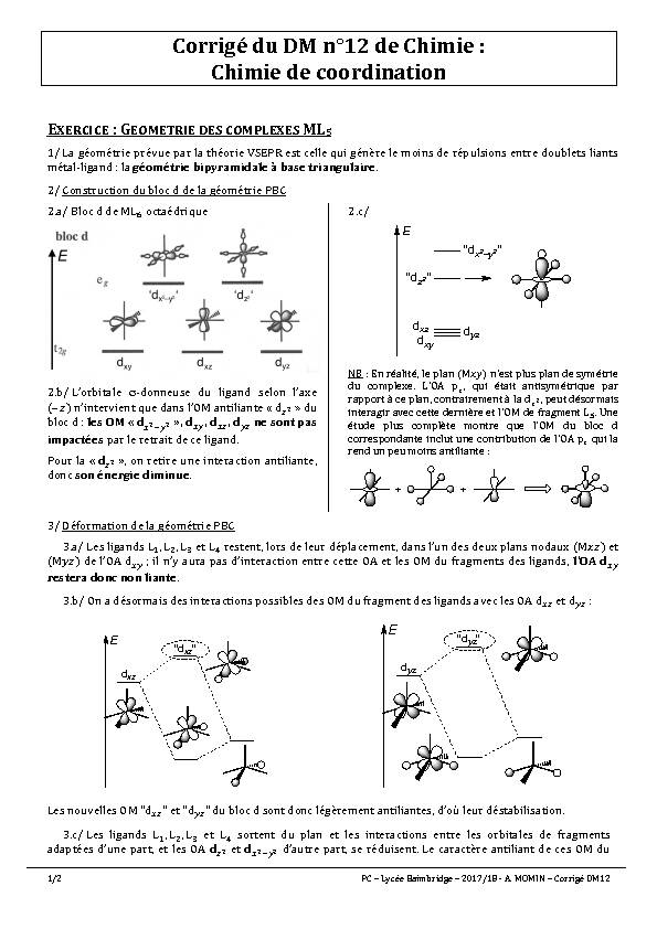 [PDF] Corrigé du DM n°12 de Chimie : Chimie de coordination - AlloSchool