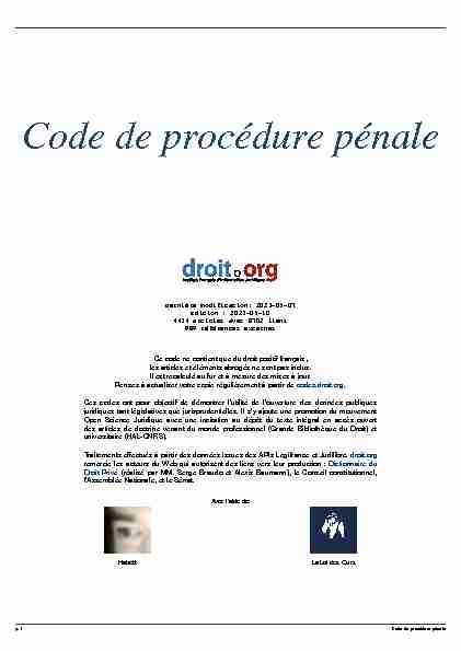 [PDF] Code de procédure pénale