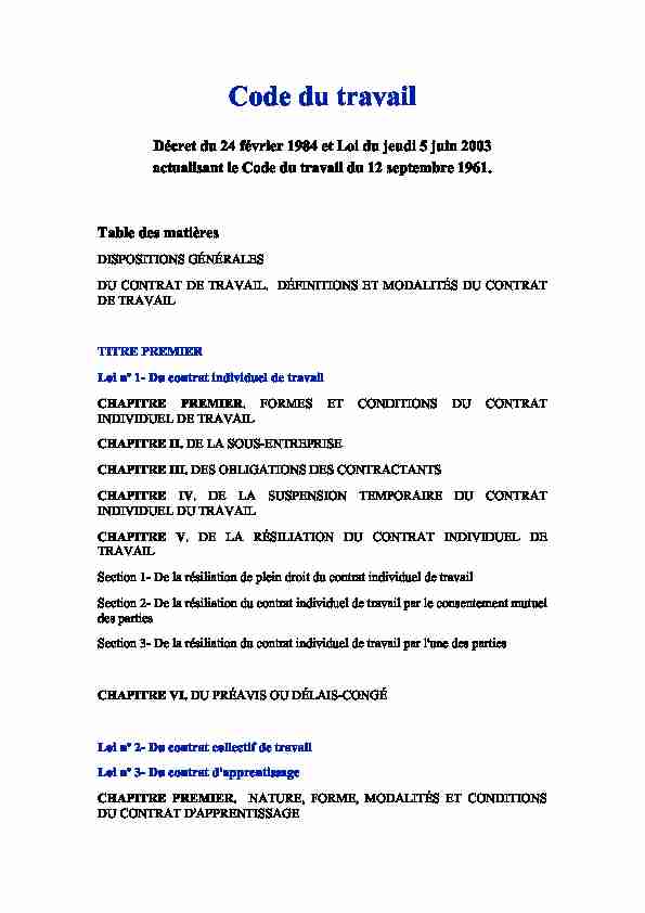 [PDF] Code du travail - ILO