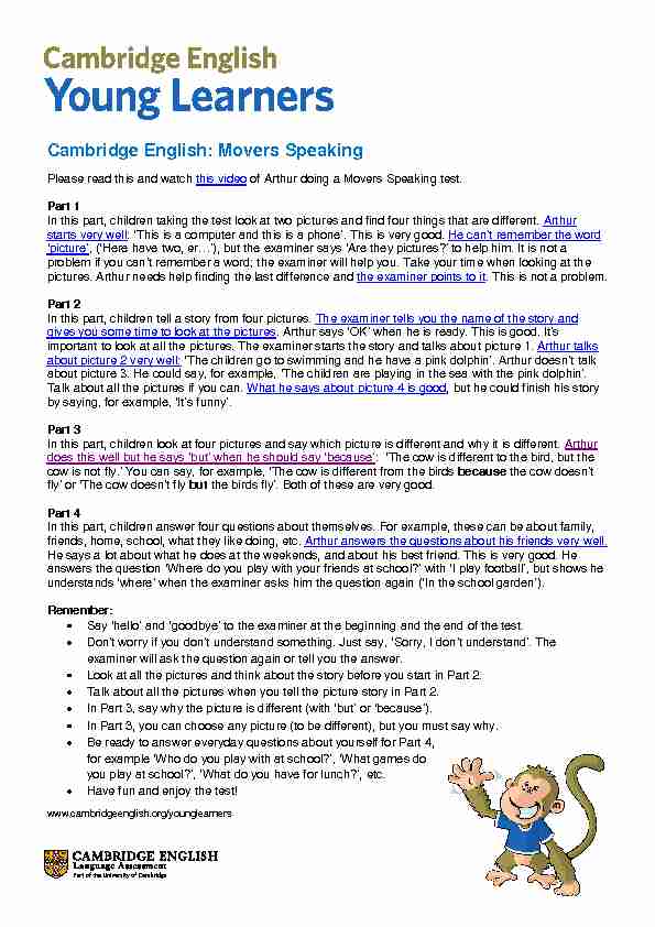 Movers Speaking - Cambridge English