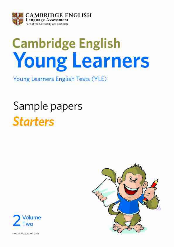 Cambridge English: Starters Sample papers