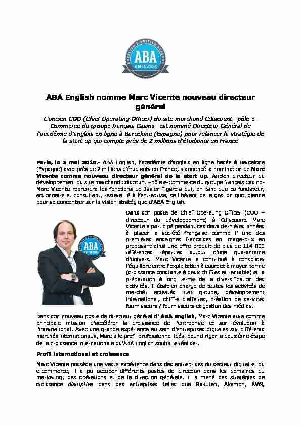 ABA English nomme Marc Vicente nouveau directeur général