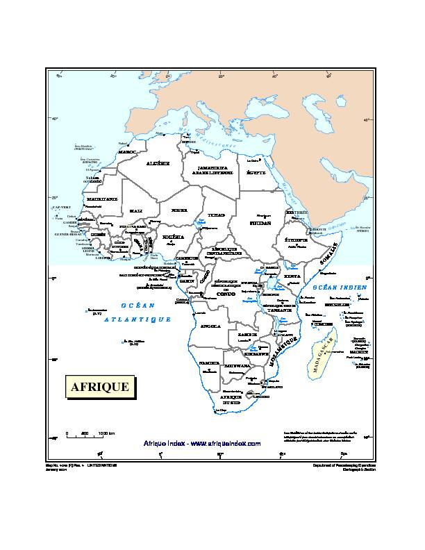 Carte Afrique, carte dAfrique au format PDF Noms de pays et
