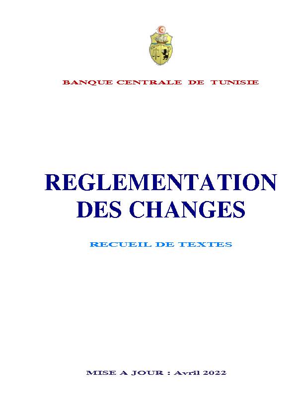 REGLEMENTATION DES CHANGES - BCT