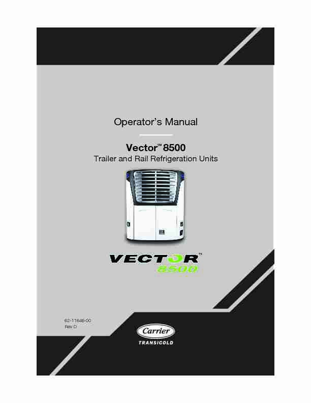 Operators Manual Vector 8500 - Trailer and Rail Refrigeration Units